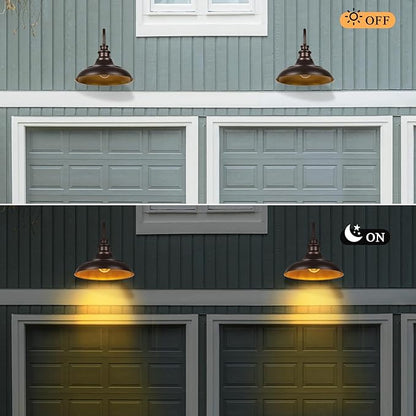 Exterior Farmhouse Gooseneck Barn Light, 2PCS Dusk to Dawn Outdoor Lighting, 16 Inch Vintage Outside Garage Lights Fixtures for Patio Frontdoor Entryway Doorway