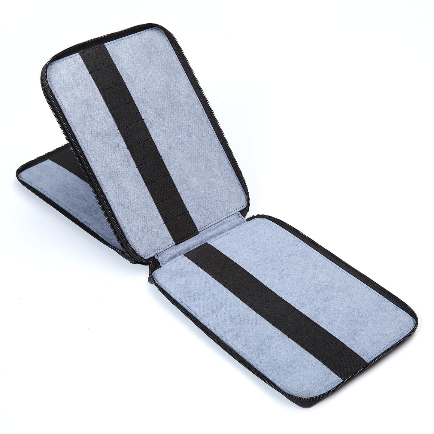 MEEDEN Pencil Marker Organizer Case: Premium PU Leather Zipper Pouch Lined with Silky Velvet - Large Capacity Pen Bag Supplies for Men & Artists – Slate Gray