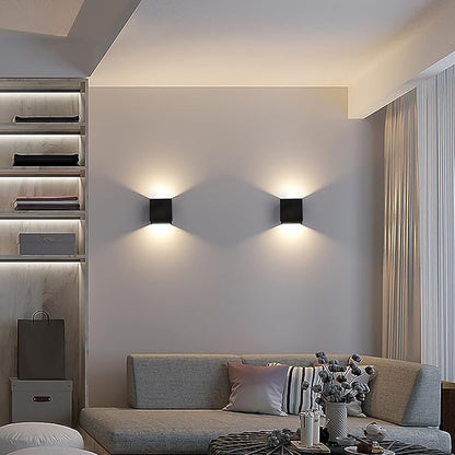 Outdoor Wall Lights Exterior Wall Sconce,ETL Listed Up and Down Lights Outdoor Porch Light,20W 6500K Modern Wall Sconce,4.72-inch Indoor Sconces Wall Lighting for Entryways,Hallways(Black-1 Pack)