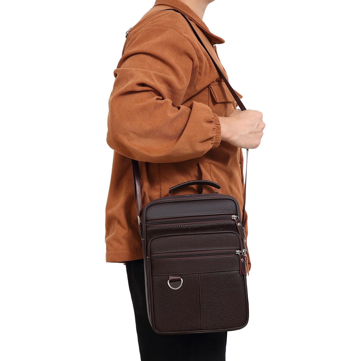 ZZNICK Leather Messenger Bag for Men Large Business Travel Briefcase Crossbody Handbag Man Purse Sling Shoulder Bag