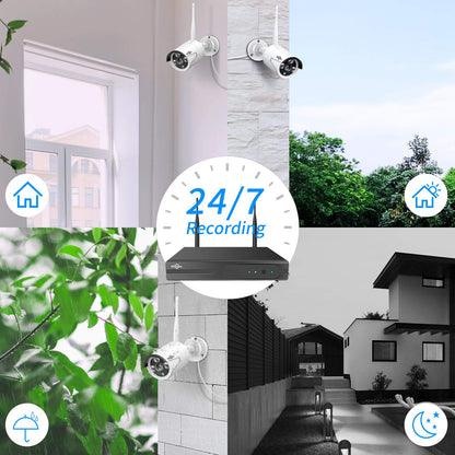 Hiseeu Wireless Pro WiFi Security Camera System, 16CH 4K NVR Kit, Plug-in Powered 12Pcs 5MP CCTV Home Security Camera System for Indoor/Outdoor, Night Vision, Waterproof, Motion Detection, 3TB HDD