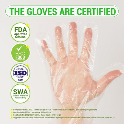 GENERALCARE Disposable Plastic Gloves Food Handling Service Gloves Disposable For Cooking (100PCS, universal)