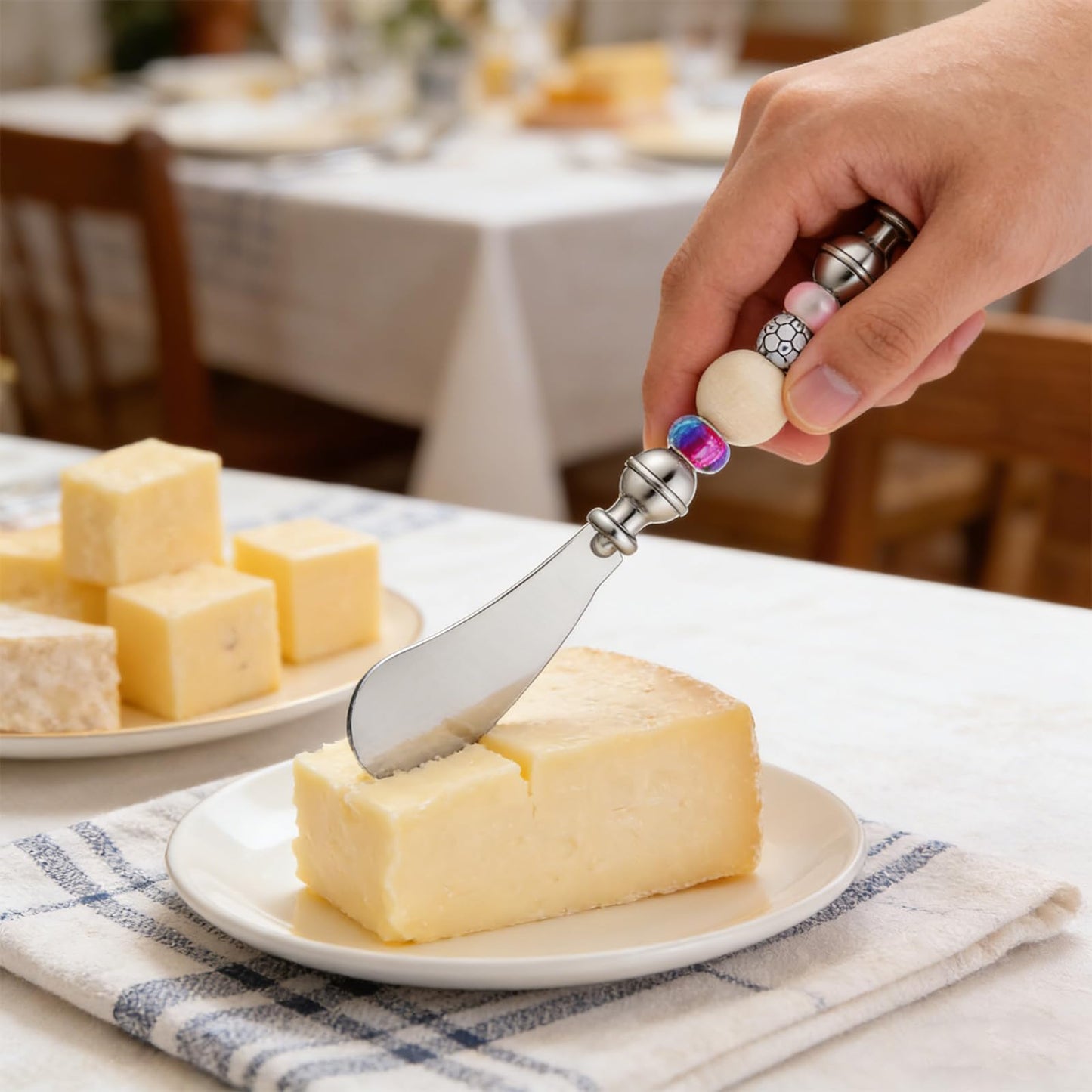 12pcs Cheese Spreader Knives DIY Decorative Beaded Butter Spreader Knives Stainless Steel Cheese Spreaders Beadable Cake Serving Utensil for Charcuterie Board Wedding Christmas Party Accessories Favor