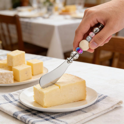 12pcs Cheese Spreader Knives DIY Decorative Beaded Butter Spreader Knives Stainless Steel Cheese Spreaders Beadable Cake Serving Utensil for Charcuterie Board Wedding Christmas Party Accessories Favor