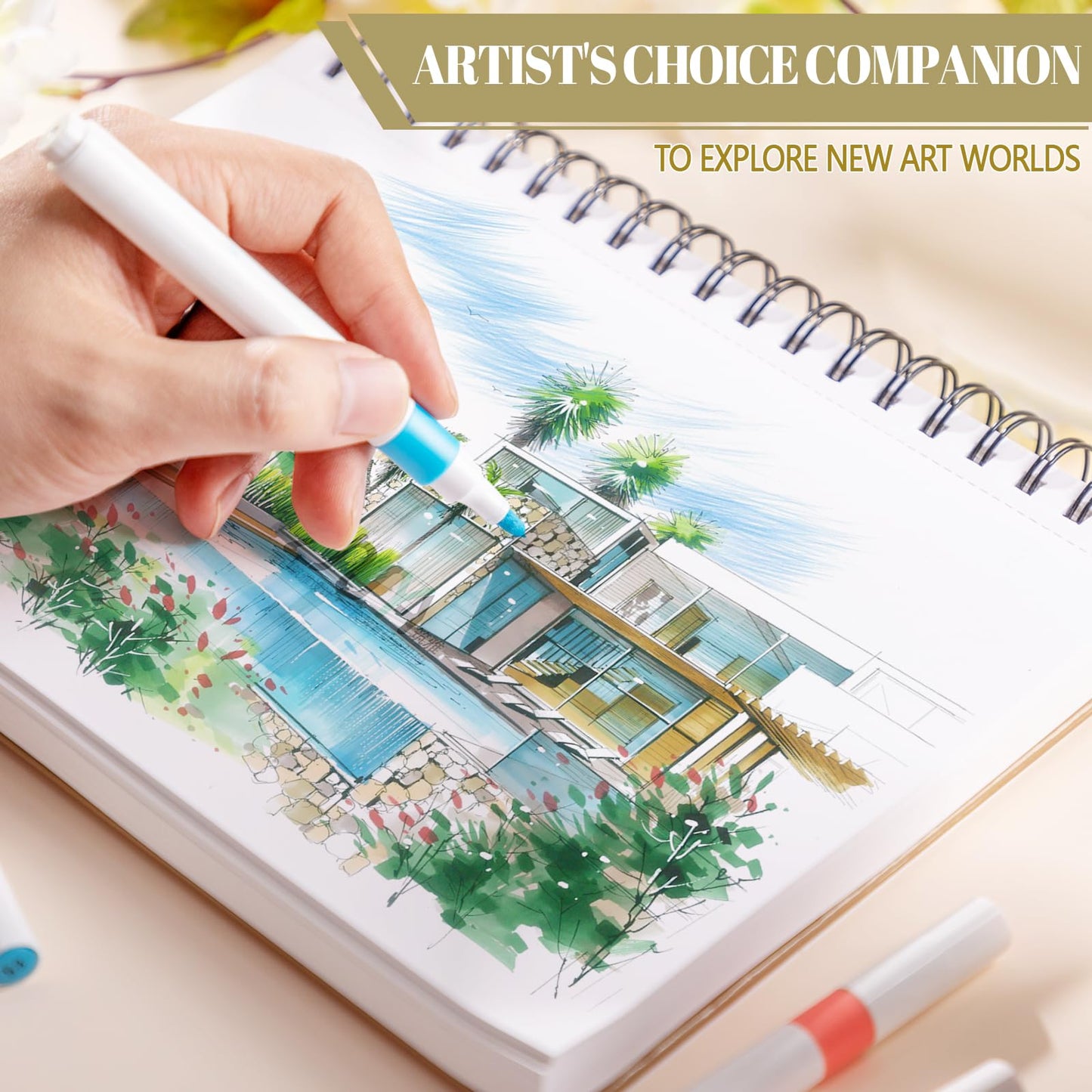 70 Sheets Hardcover Marker Paper Pad, 7.6x10in Alcohol Marker Paper Sketch Pad, 122lb/200gsm Heavyweight Spiral Sketch Book, Painting Coloring Drawing Paper for Beginners Artists Ideal Gift