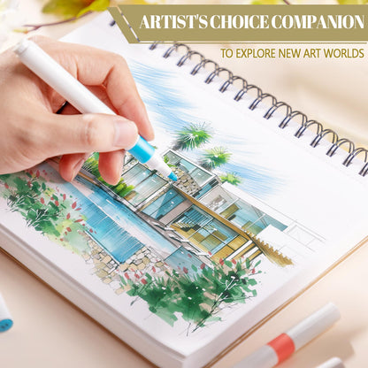 70 Sheets Hardcover Marker Paper Pad, 7.6x10in Alcohol Marker Paper Sketch Pad, 122lb/200gsm Heavyweight Spiral Sketch Book, Painting Coloring Drawing Paper for Beginners Artists Ideal Gift