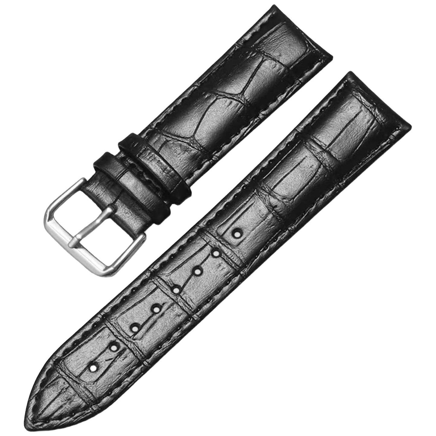 Aoeiwv Genuine Leather Watch Bands Quick Release Soft Calfskin Alligator Embossed Leather Strap Business Casual Universal Replacement Band 12/13/14/15/16/17/18/19/20/21/22/23/24mm for Men Women
