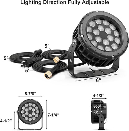 72W RGBW LED Wall Washer Light, RGB+5700K CCT Dimmable Flood Light - Waterproof Outdoor/Indoor Color Changing Spotlight with Remote, 100-277V AC, Linkable for Landscape Lighting