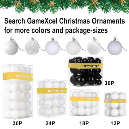 White Christmas Ornaments - Christmas Tree Decorations Shatterproof Hanging Balls for Birthday Wedding Holiday Decor Set of 36pcs, Multi-Sizes(1.6",2.5",3.2")