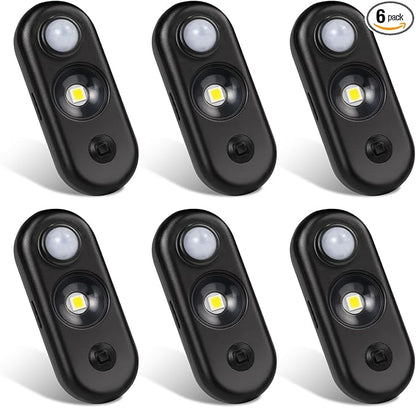 LED Motion Sensor Light Indoor, Magnetic Under Cabinet Lighting Warm White, Black Dimmable Rechargeable Puck Lights for Closet, Kitchen, Stairs(6 Pack)