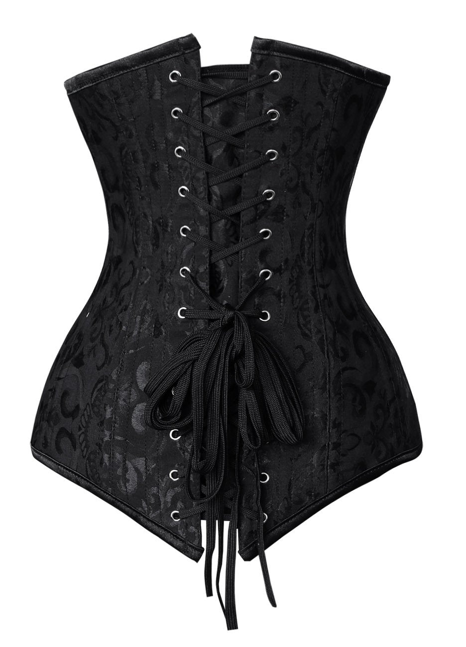 Charmian Women's 26 Steel Boned Brocade Underbust Waist Training Cincher Corset Black Large