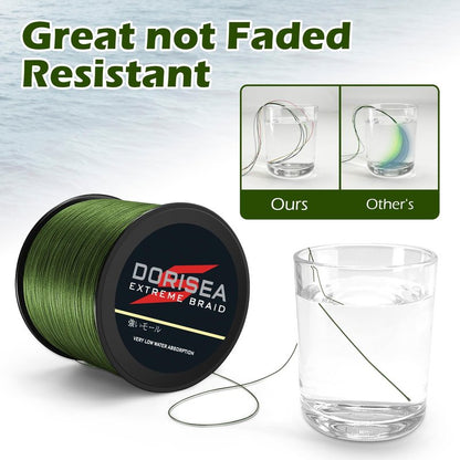 Dorisea Extreme Braid 100% Pe Black Braided Fishing Line 109Yards-2187Yards 6-550Lb Test Fishing Wire Fishing String Incredible Superline Zero Stretch (1000m/1093Yards 10lb/0.14mm)