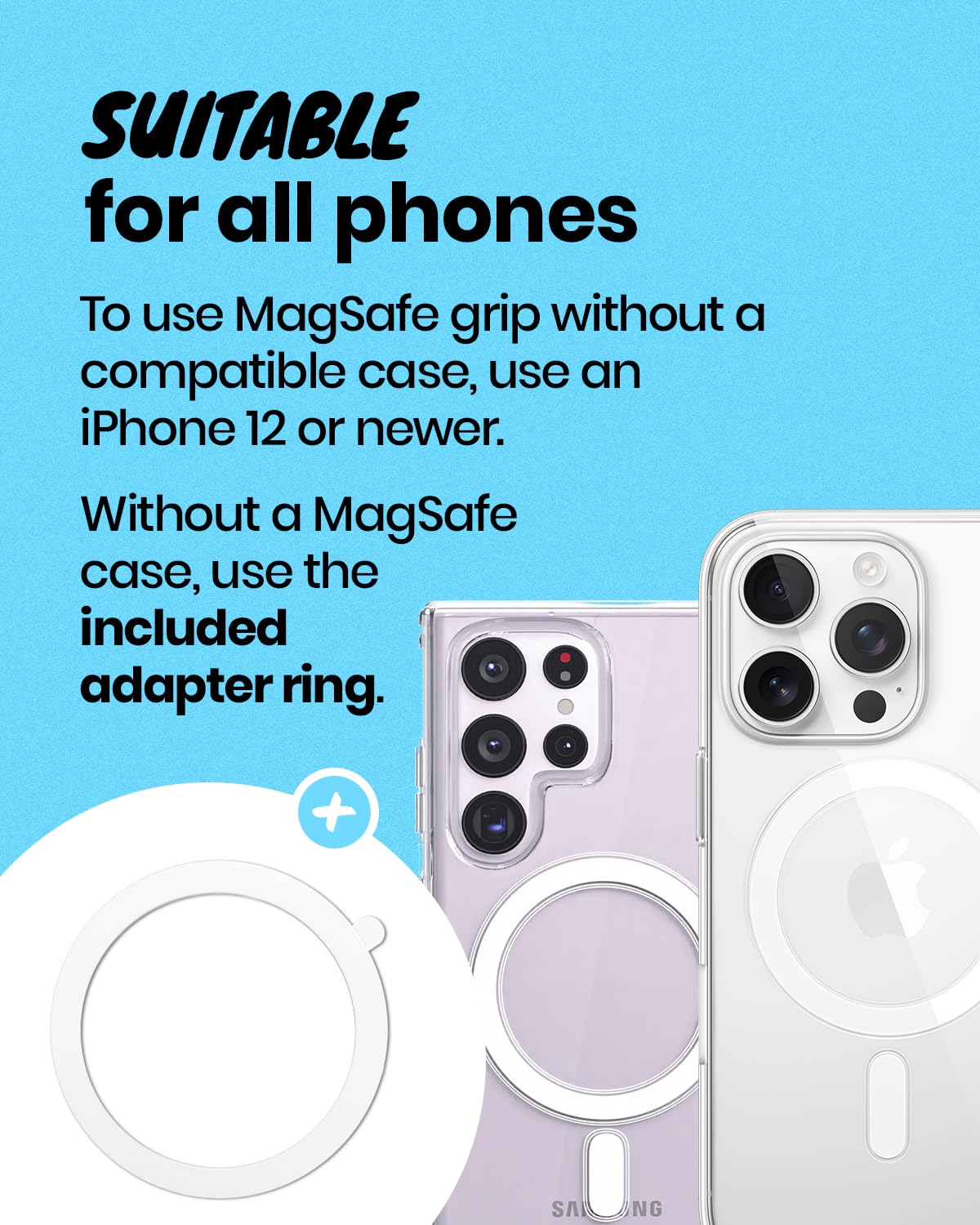 On The Grip Magnetic 3D Gummy Bear Style Expandable Collapsible Mobile Phone Grip Stand Holder for Smartphone Tablet Cell Phone Accessory (Matte Holographic)
