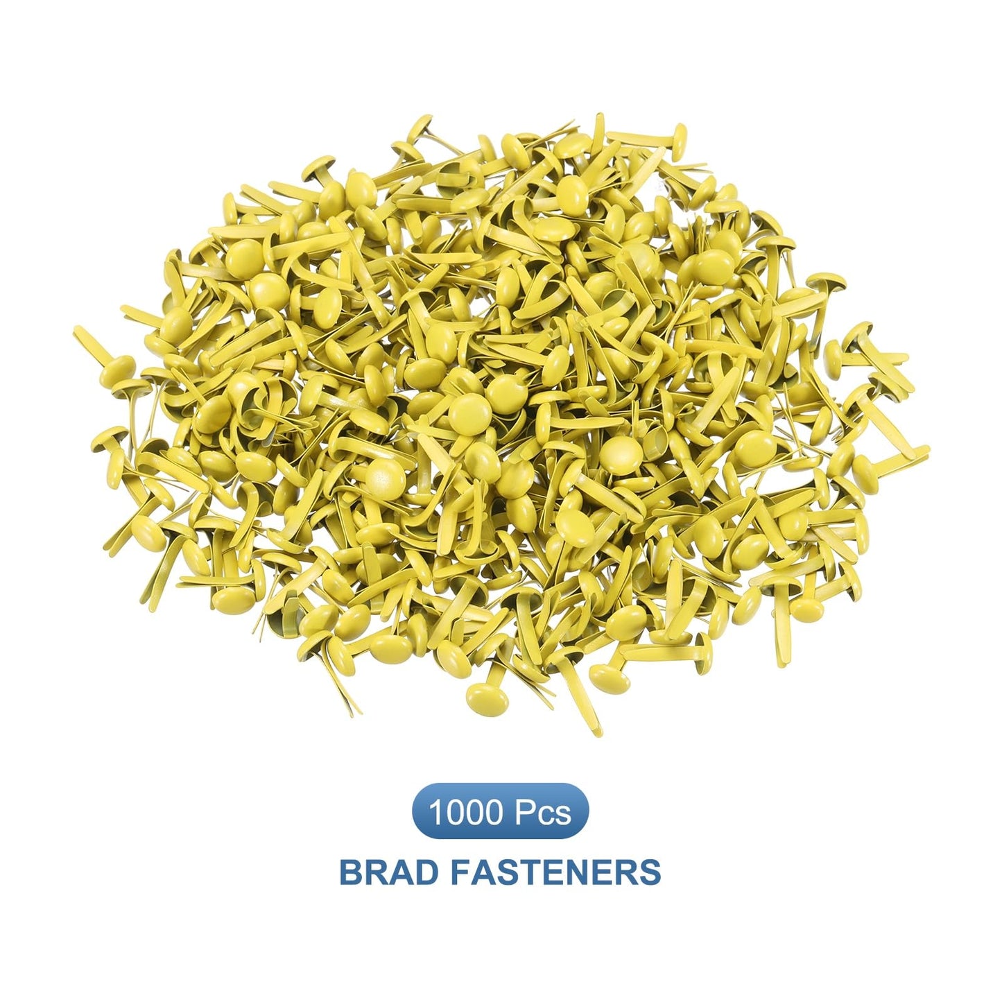 PATIKIL 1000 PCS Paper Brass Fasteners Split Pins Pastel Mini Metal Brads Round Head Plated Fastener for Craft Art Scrapbooking DIY Supplies, Yellow, 8 x 15 mm