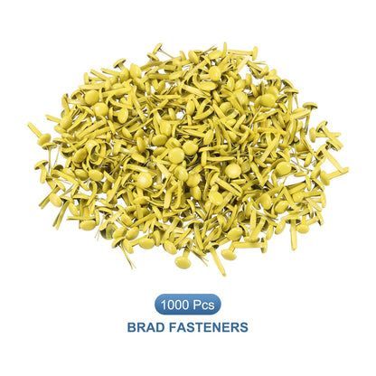 PATIKIL 1000 PCS Paper Brass Fasteners Split Pins Pastel Mini Metal Brads Round Head Plated Fastener for Craft Art Scrapbooking DIY Supplies, Yellow, 8 x 15 mm