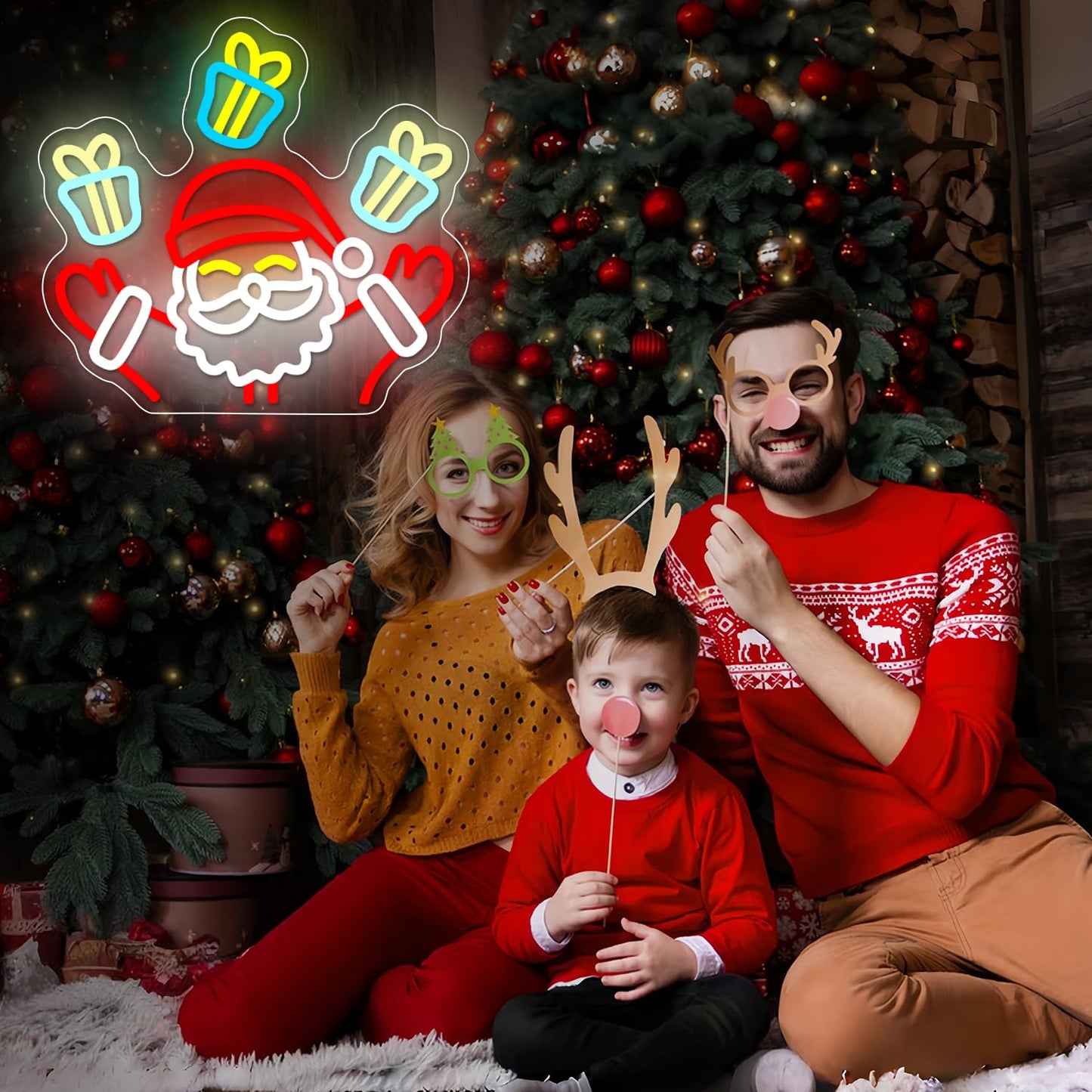 Santa Claus Neon Sign Christmas Neon Sign for Christmas Decoration Waving Santa Window Light Dimmable Neon Santa Sign for Holiday Party Home Bar Festival Wall Decor