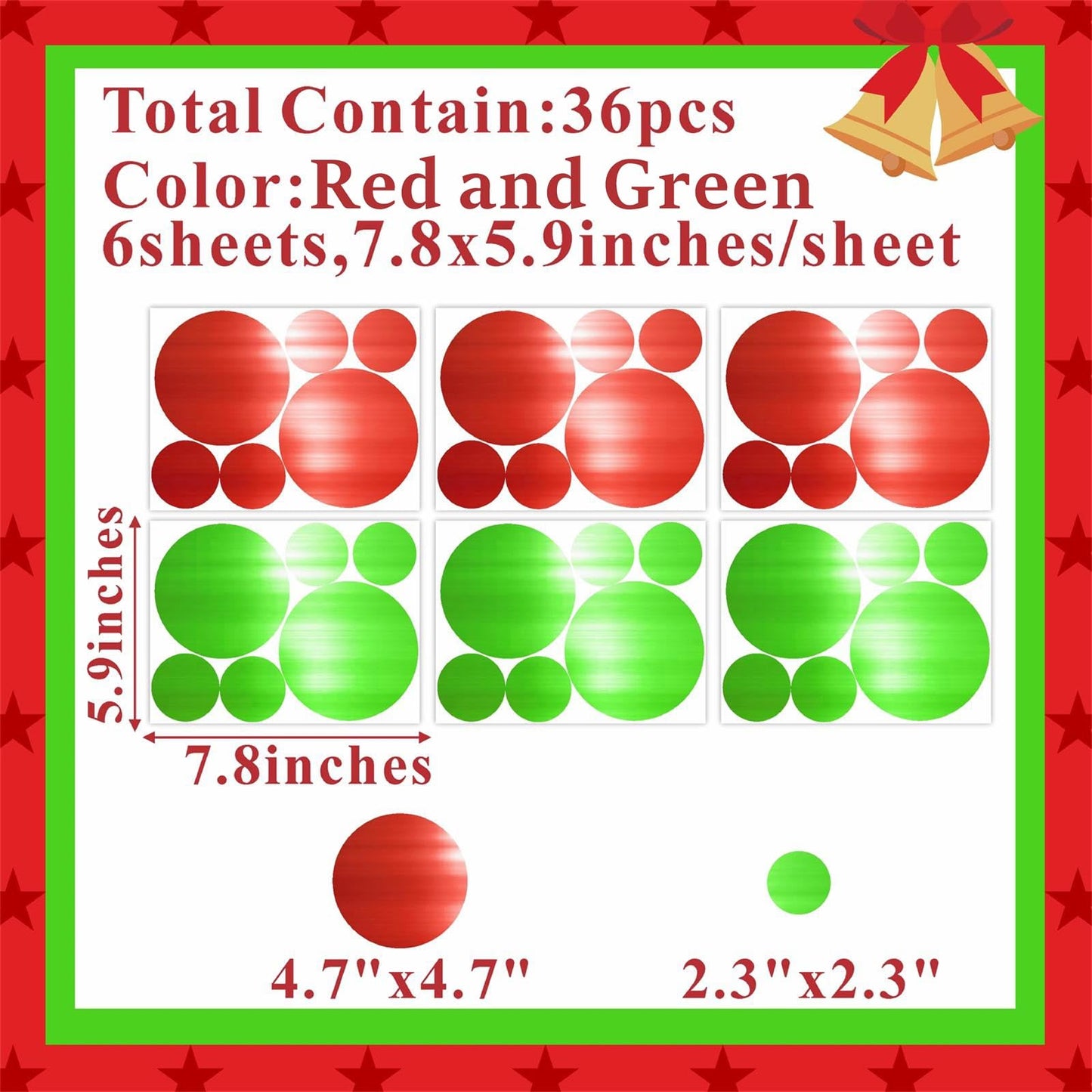Polka Dots Wall Decals - Christmas Wall Stickers Dots & Circle Wall Stickers - Red & Green