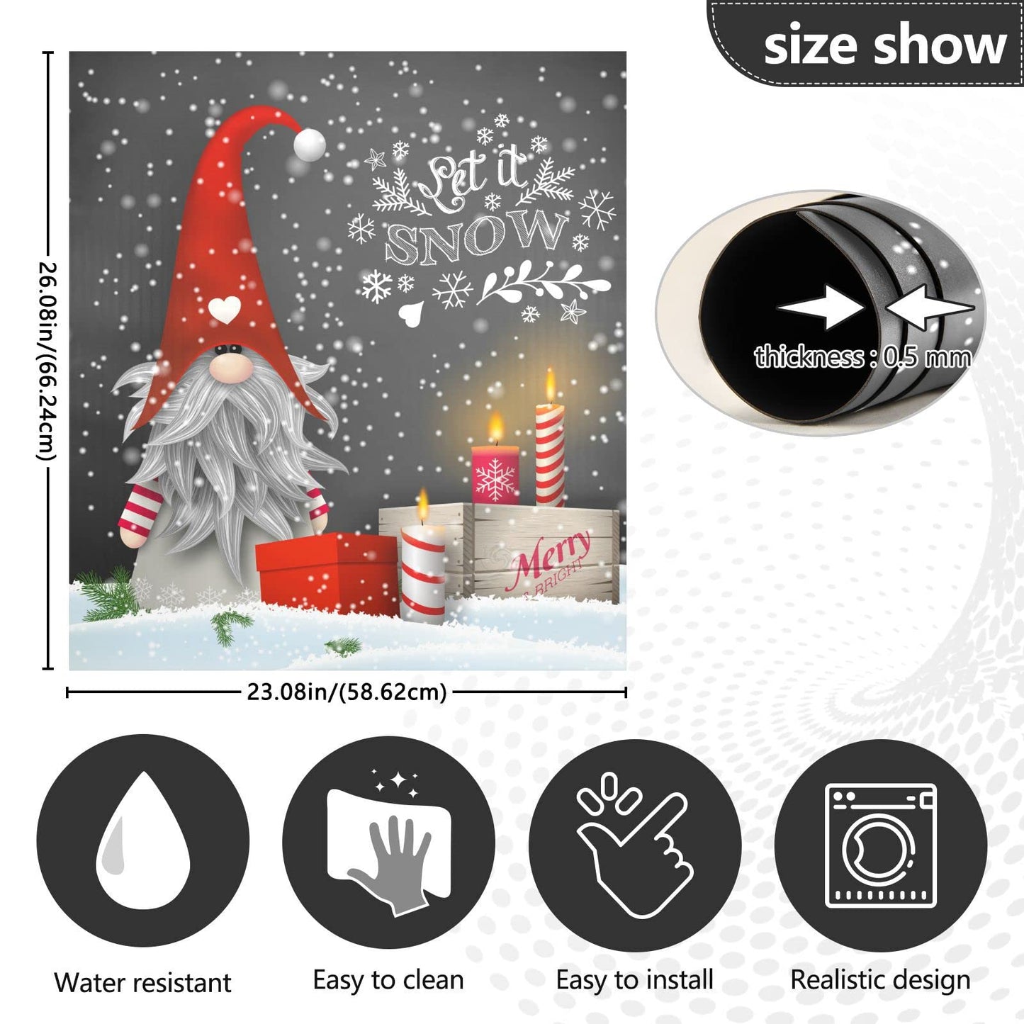 Kigai Christmas Gnome Dishwasher Magnet Cover, Kitchen Fridge Door Panel Magnet Sticker Appliance Wash Machine Magnet Cover 23 x 26 Inch