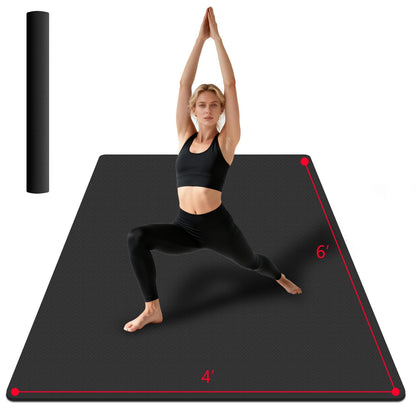 VTORY Extra Large Yoga Mat 6'x 4'x 6mm (1/4in) Thick Exercise Mat for Men and Women, Non-Slip, Durable Workout Mat for Home Workout, Yoga, Pilates, Stretching (Black)