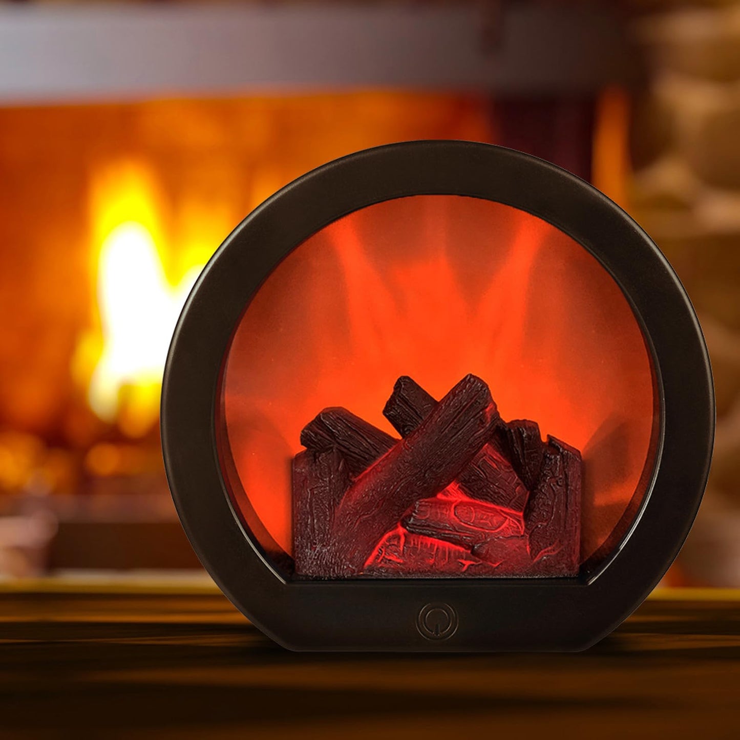 Ragyzity Decorative Flameless Portable LED Lanterns, Fireplace Light with LED Simulation Log Flame Effect, Touch Switch Simulation Flame for Home Christmas Decor