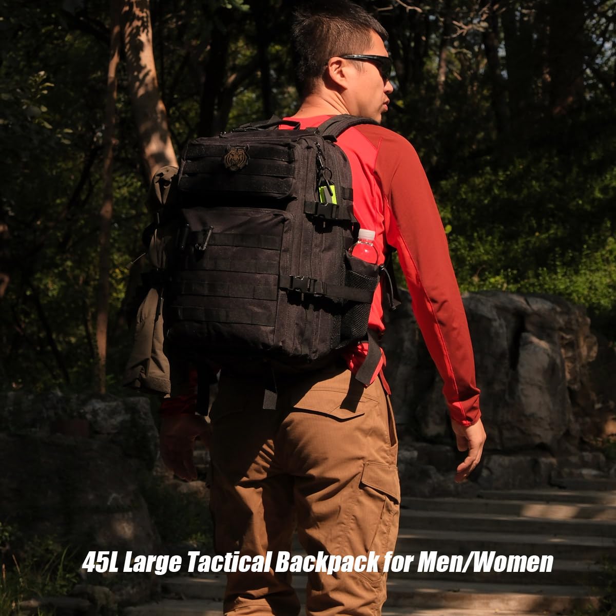 R.SASR Black Tactical Backpack, Military Backpack, Molle Backpack (Black-2.0)