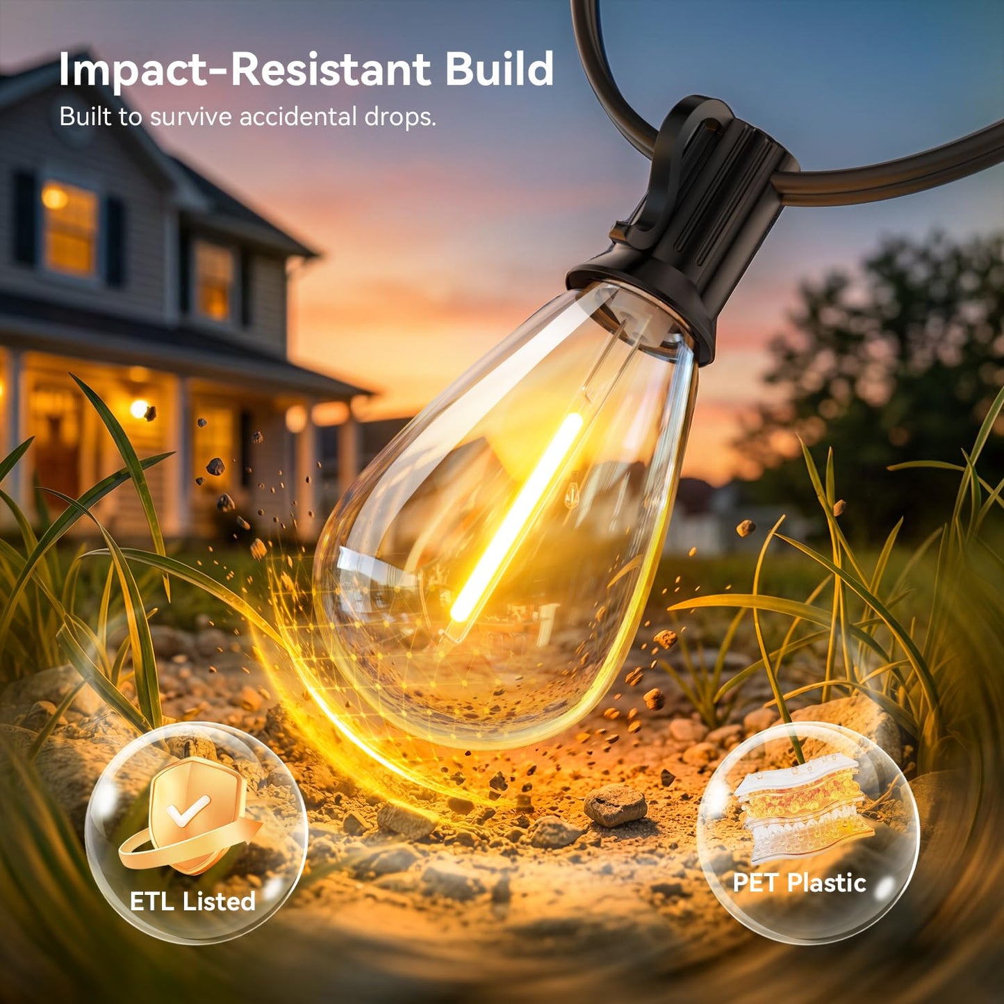 Amzrap 100FT Patio String Lights Outdoor, 35+1 LED Shatterproof Bulbs with Remote & Timer,2700K Dimmable Waterproof Hanging Decor for Backyard, Garden, Porch, Balcony, Wedding Party Lighting