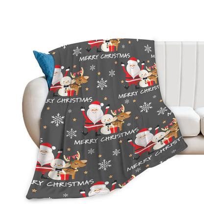 Snowman Santa Claus Throw Blanket for Girls Boys Women Men Kids Adults Soft Flannel Fleece Blanket for Couch Sofa Bed Home Decor 40"x50"
