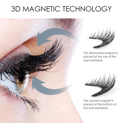 Magnetic Eyelashes, Effectively 3D Natural Look False Lashes without Eyeliner, Reusable & Light Weight Magnetic Eyelashes with Applicator No Glue