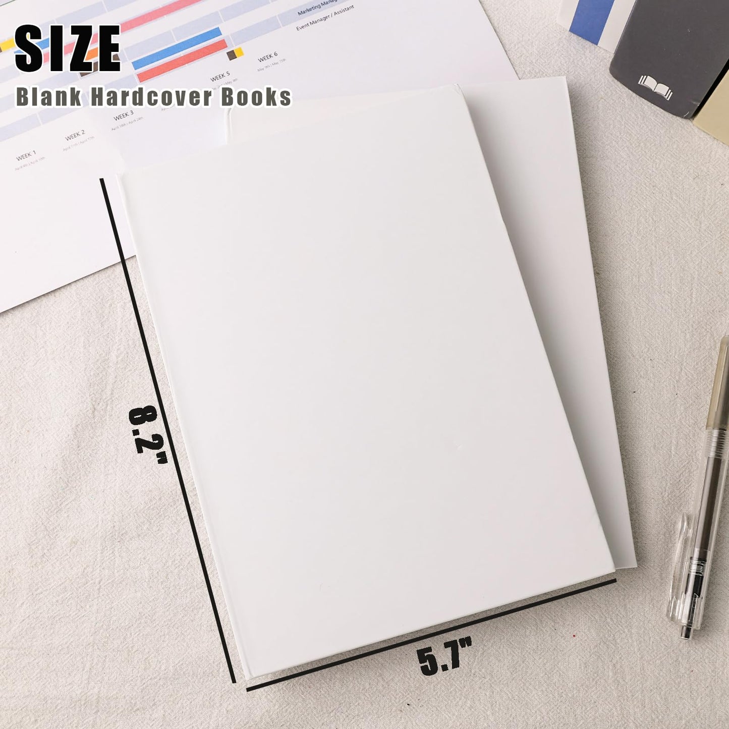 Koogel 2PCS Blank Hardbound Sketch Notebooks, White Drawing Notebooks 5.7" x 8.2" Hardcover Sketchbooks Blank Thick Smooth Notebook for Kids to Write Stories 50 Sheets 100gsm Inner Paper