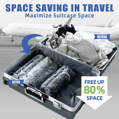 Seal Bags for Clothing- Roll Up Compression Storage Bags, Space Saver Shrink Organisers for Travel Luggage Clothes Blankets Comforters (6 Small)