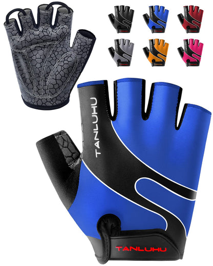 Tanluhu Cycling Gloves - Mountain Bike Half Finger Road Riding Gloves, Breathable, Shock-Absorbing, for Men and Women