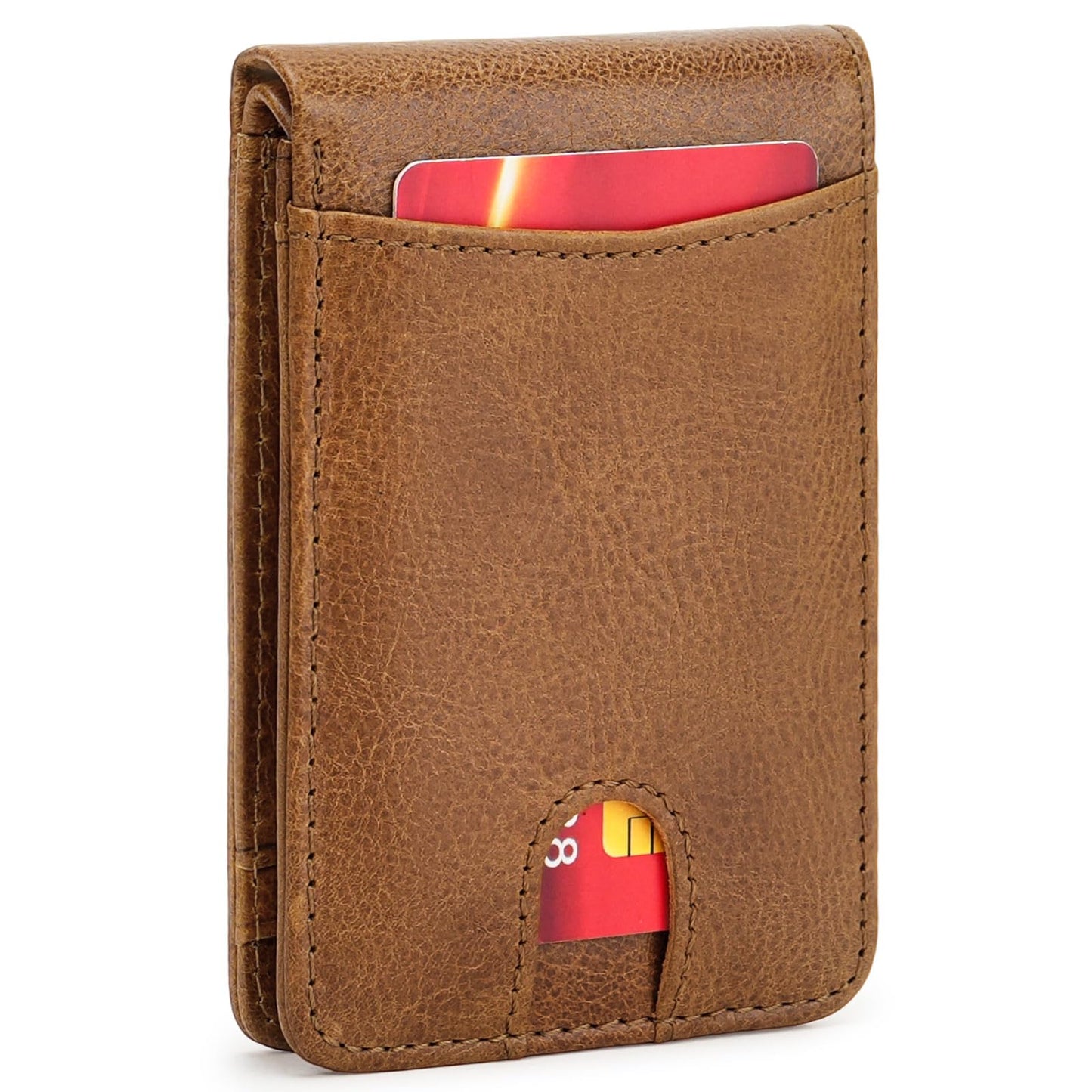 LOUEBICA Genuine Leather Wallet for Men RFID Blocking Bifold Slim Minimalist with Front Pocket Wallets Men Gift