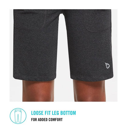 baleaf Women's Bermuda Long Shorts Knee Length 10" Cotton High Rise Workout Athletic Shorts Yoga Walking Running Biker Shorts Heather Gray XL