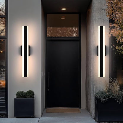TODOLUZ 2-Pack 24-Inch LED Outdoor Wall Light Fixture, IP65 Waterproof 17W Exterior Linear Wall Mount Lighting, 5 Color Temperature Mode (3000K/3500K/4500K/5000K/6000K)