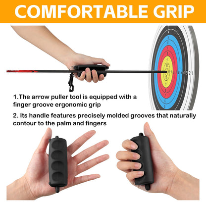 3 Pack Archery Arrow Puller Target Remover Gripper, Rubber Arrow Puller Tool with Belt Clip, Hand Saver Arrow Puller Gripper Archery for Practice Shooting, Black