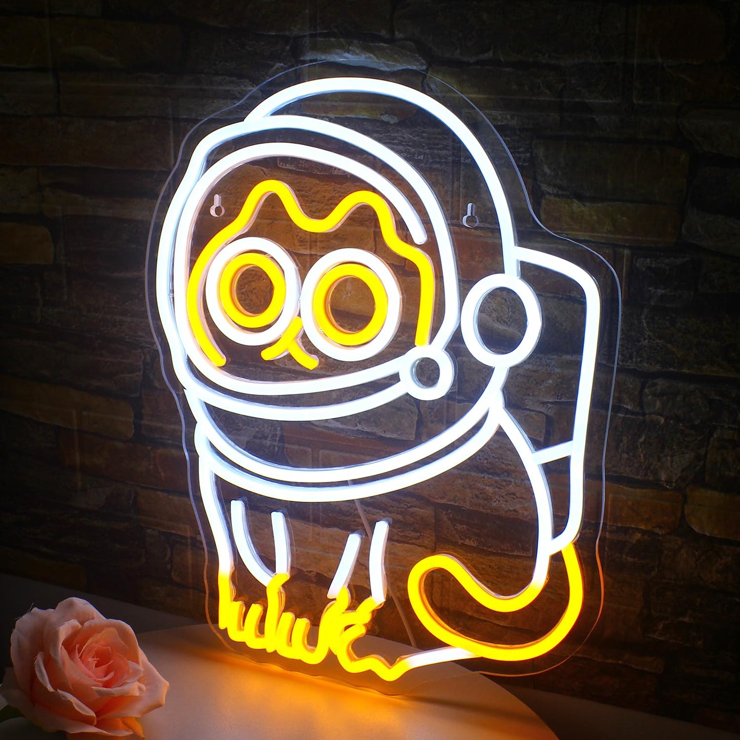 FAXFSIGN Astronaut Cat Neon Sign Led Neon Lights for Wall Decor Bar Light Up Signs for Bedroom Home Beer Bar Club Man Cave Wedding Birthday Party Decorations Gifts