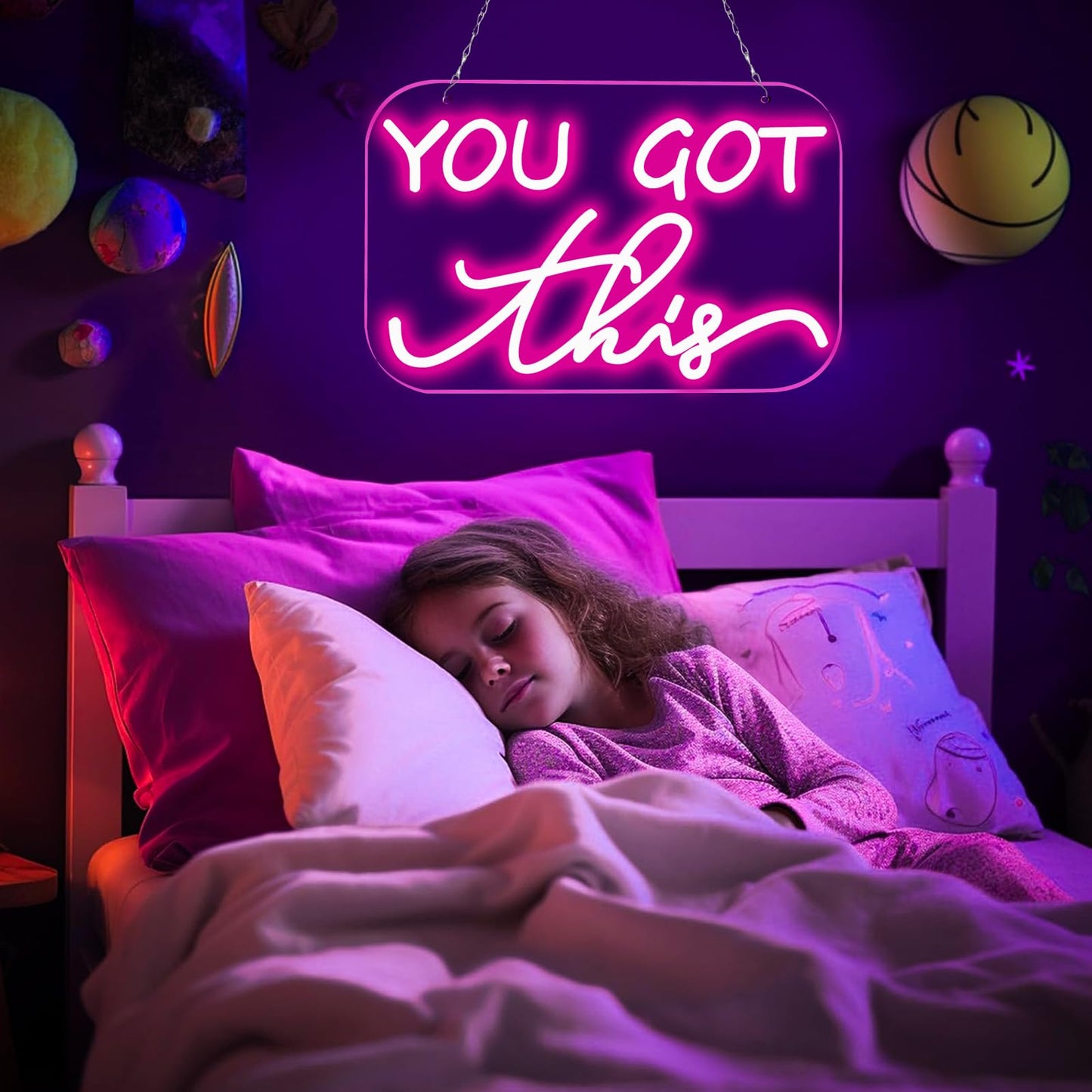 TOPQUALI You Got This Neon Sign,You Got This Sign,You Got This Wall Decor, Led Pink Quotes Motivational Neon Sign for Gym,Office Teamwork,Home Family Sayings,Gifts 16.1 * 10.4Inch