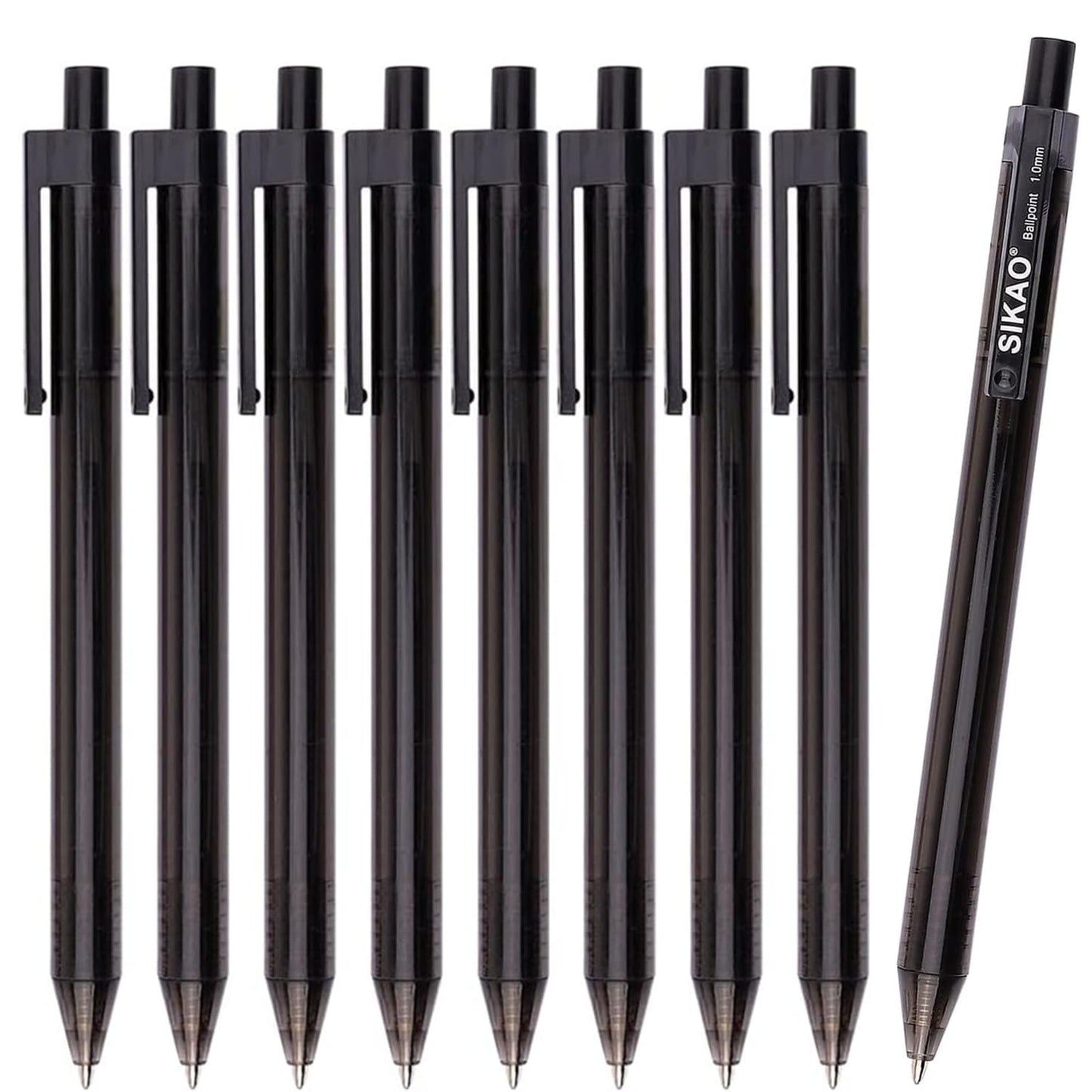 Sikao Black Pens Bulk, 60 Pack Retractable Ballpoint Pens, Black Ink 1.0mm Medium Point, Smooth Writing No-Smear, Click Pens for Teachers, Students, Restaurant Servers School & Office Supplies