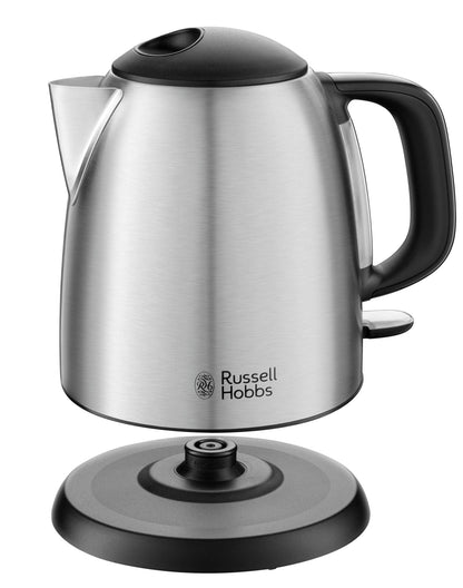Russell Hobbs Adventure 24991-70 Kettle [1.0 L] Stainless Steel (2400 W, Quick Boil Function, Removable Limescale Filter, External Water Level Indicator, Small Travel Kettle)