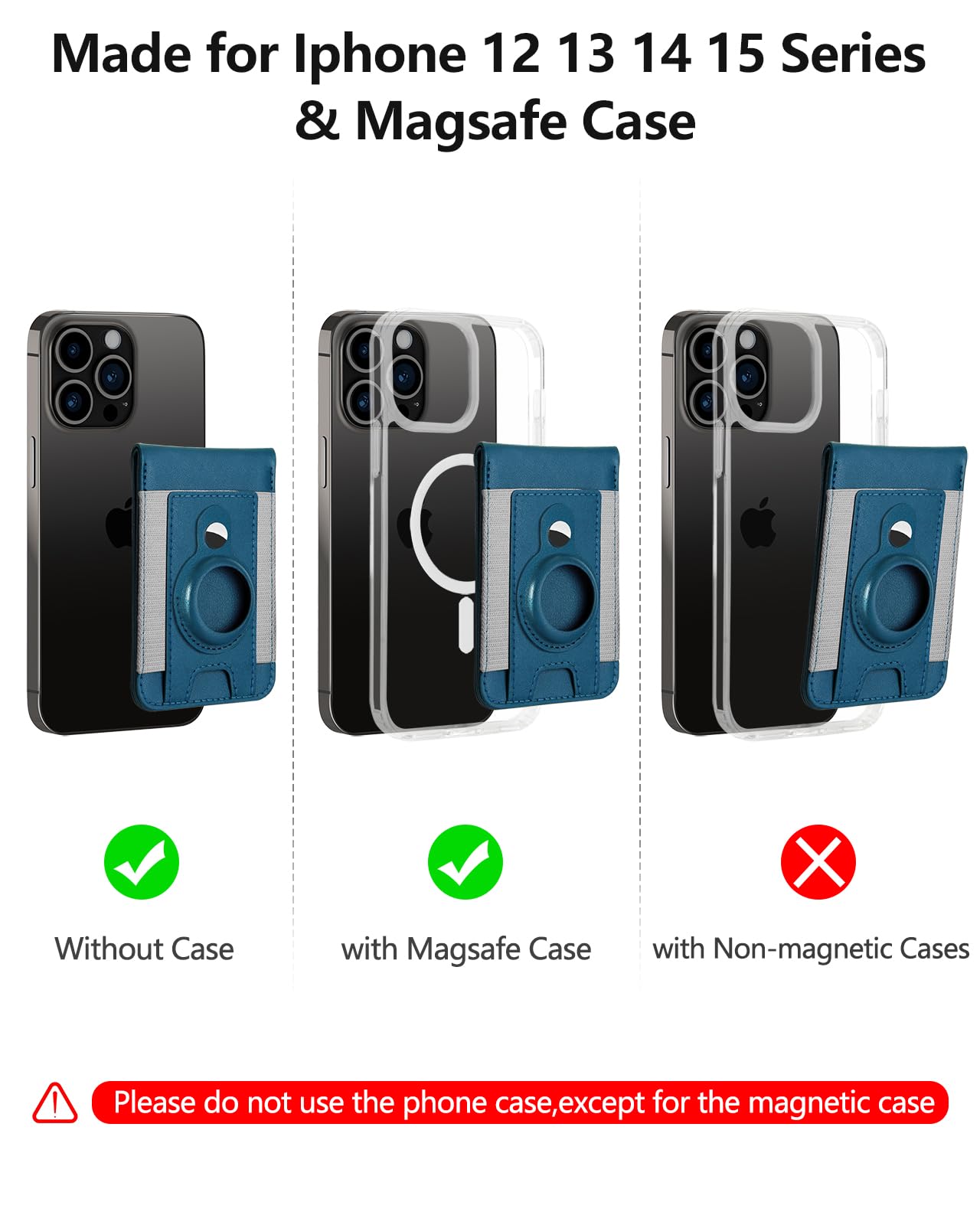 ExtreLife for Magsafe Wallet with Airtag Holder, Magnetic Wallet for iPhone 16/15/14/13/12 Series, 9-Card Holder, Open ID Window, Adjustable Stand, RFID Blocking, Blue