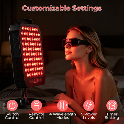 Red Light Therapy Panel for Face and Body, 78 LEDs Dual Chip 660nm Red Light & 850nm Near Infrared Light Device with Rotatable Stand and Magnetic Remote for Skin, Sleep, Athletic Performance