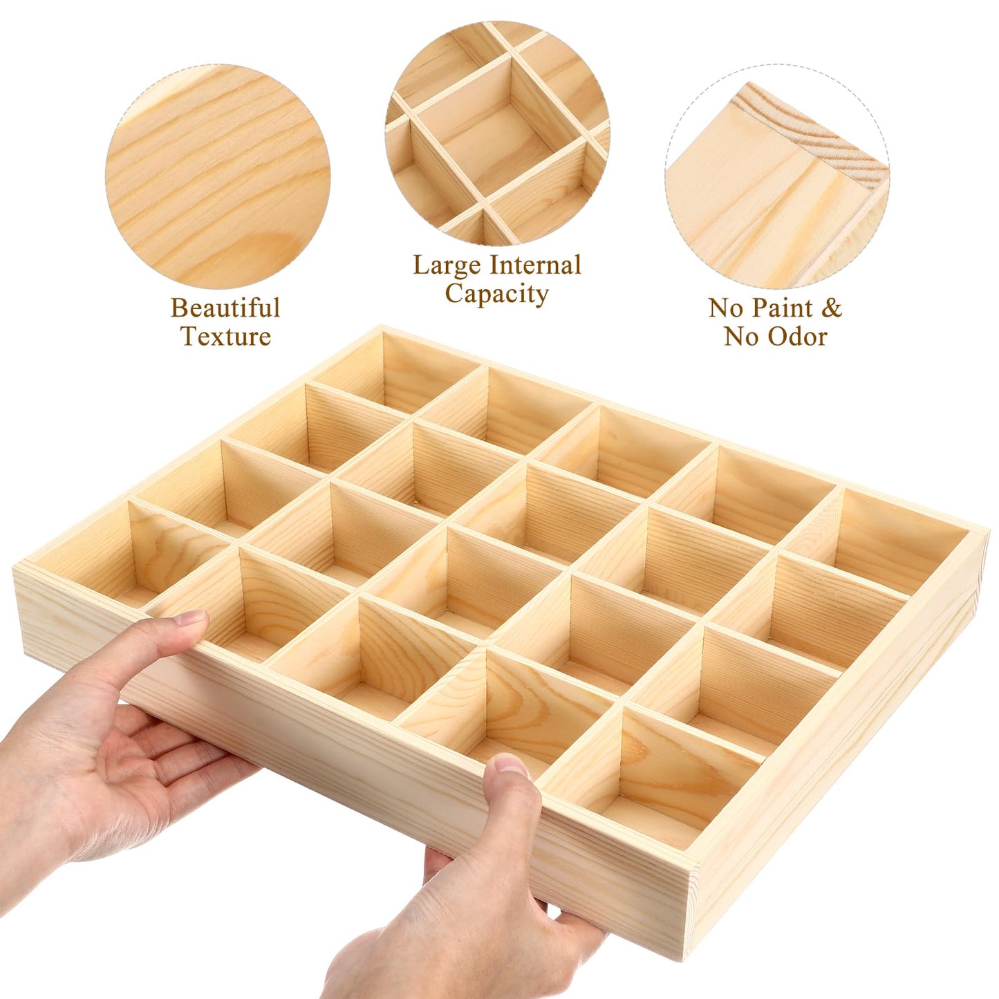Ciieeo Wooden Drawer Organizer Box 13.38X10.62X1.96In Multi-Compartment Storage Divider for Socks Underwear Keys Home Closet Organization