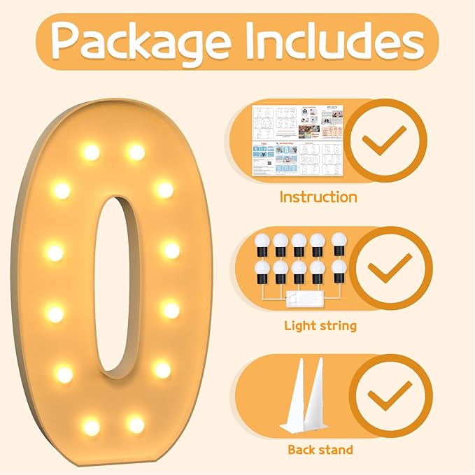 imprsv 4FT Acrylic Light Up Letter O, Decorative Signage for Baby Shower, Anniversary, Weeding, Party Decoration, First Birthday, Kids' Mosaic Kits