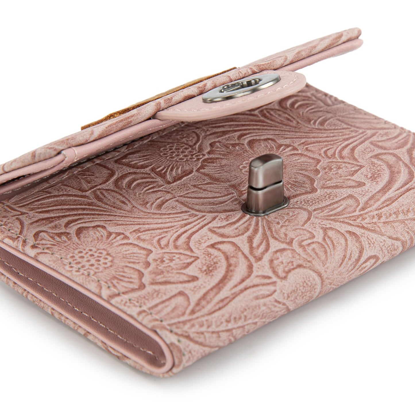 Montana West X Wrangler Small Wallet Minimalist Trifold Women's Wallets Card Cases Western Floral Money Organizers with Rfid Blocking Lining and Zipper Coin Pocket