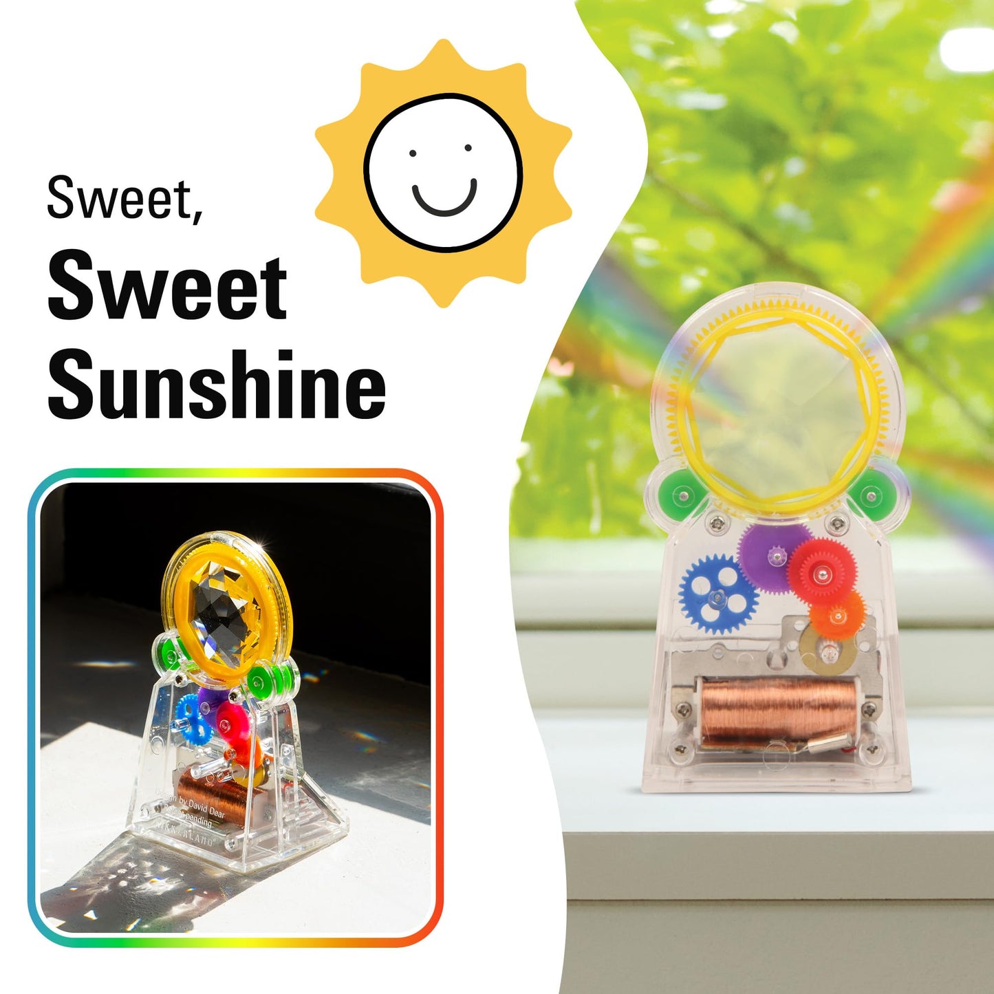 Kikkerland Solar Powered Rainbow Maker – Prism Suncatcher, Fun Home Window Decor – Unique Gift for Christmas & Birthdays – Standing Crystal