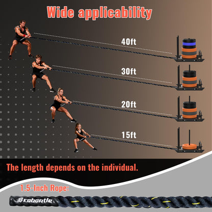 Brobantle Weight Sled Pulling Rope 40FT, Trainer Physical Training Strength Rope for Workout Sled,Tire Pulling Workout, Fitness Resistance,Football Exercise Equipment for Men and Women