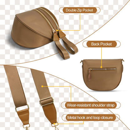 Checkered Crossbody Bag,Nylon Bum Bags for Women Crossbody,Spacious Sling Bag Purse Fanny Packs with Shoulder Strap