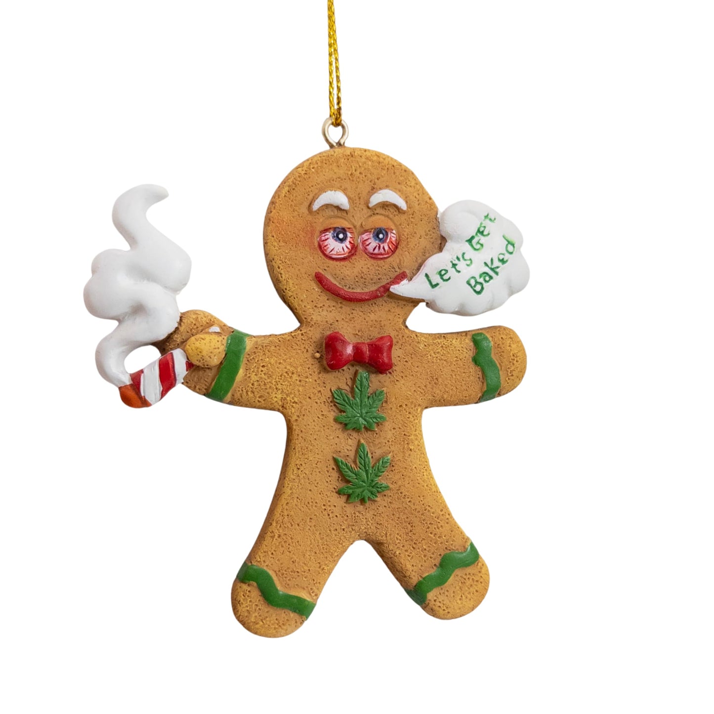 Gingerbread Man Let's Get Baked Funny Weed Christmas Tree Ornament