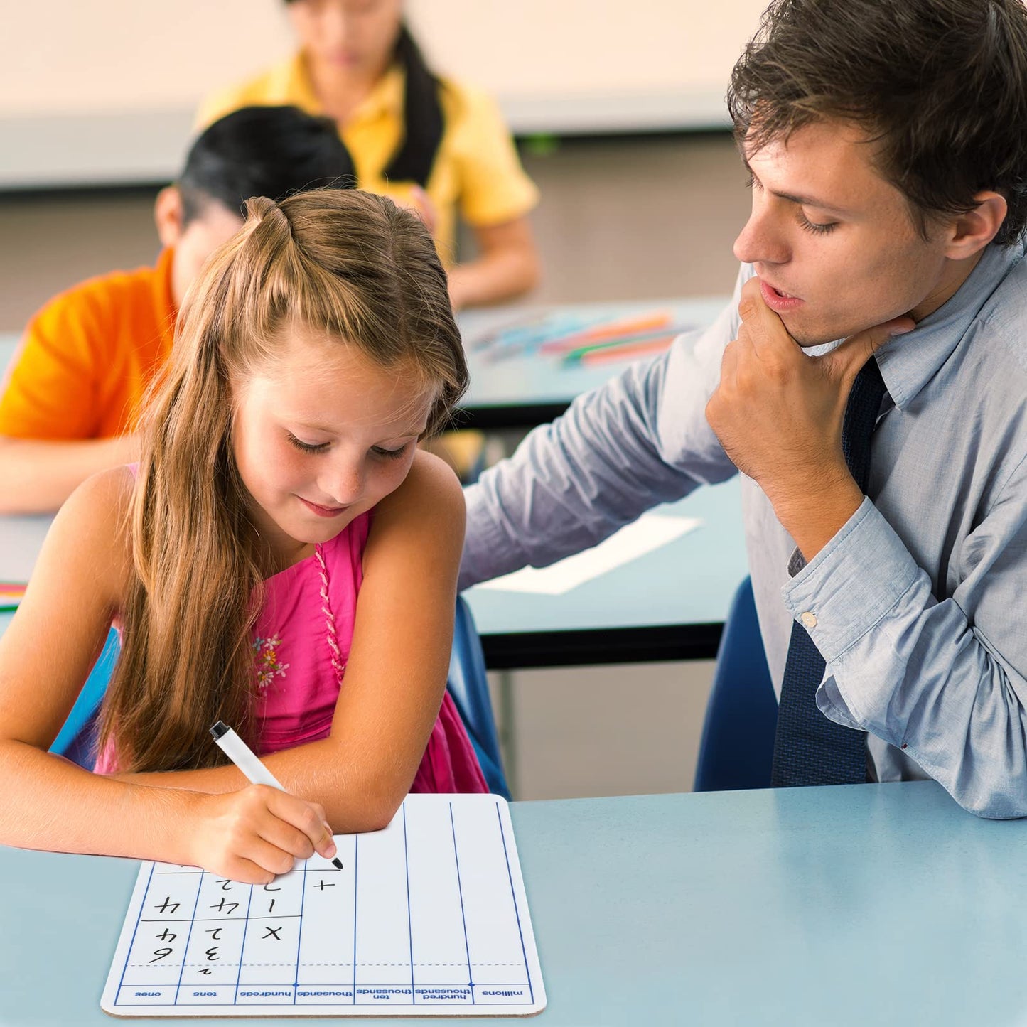 Dry Erase Long Division White Board,9 x 12 Multi-Digit Computation Double-Sided Dry Erase Board,Math Manipulatives Whiteboard for Students,Classroom and Home,Small White Board(Division)