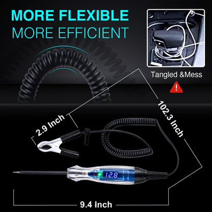 AWBLIN Automotive Test Light 3-60V DC Digital LED Circuit Tester, Heavy Duty Light Tester with Voltmeter, Auto Bidirectional Voltage Tester Electric Test Pen